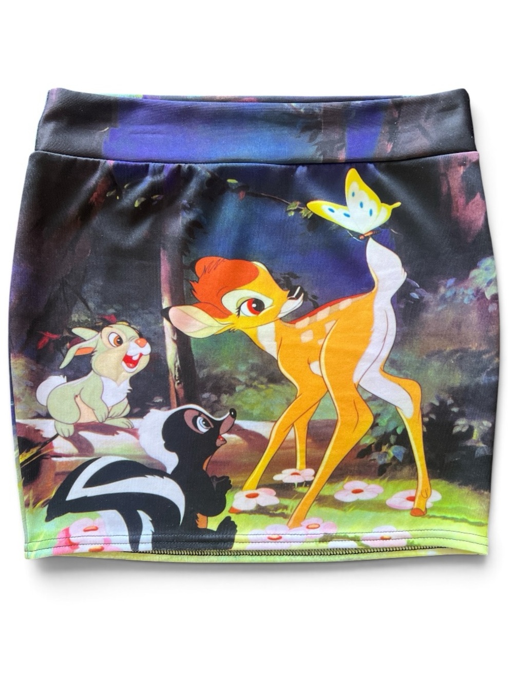 Disney Bambi Mini Skirt in Black, Yellow, Green
